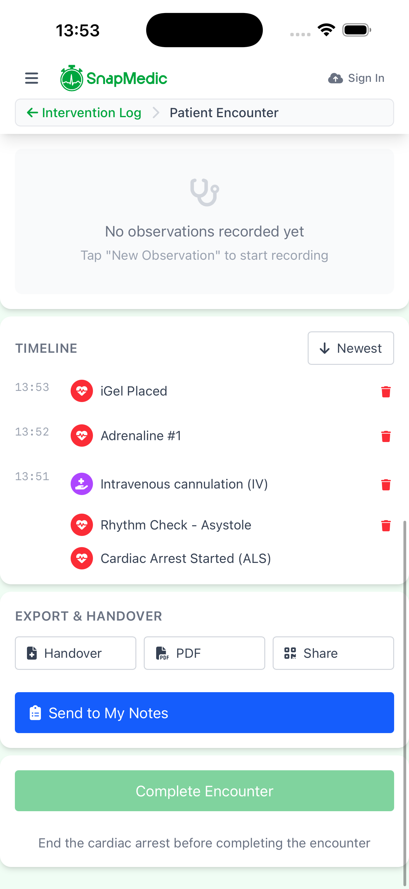 Intervention Log Timeline
